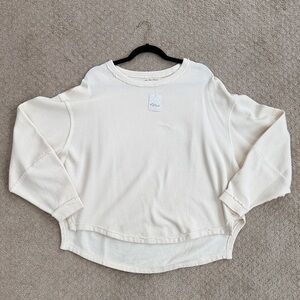 Free People Cream Total Eclipse Long Sleeve Cotton Top, size Small